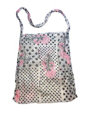 Free People Reusable Shopping Tote Bag Gauze Boho White Black Pink Lightweight